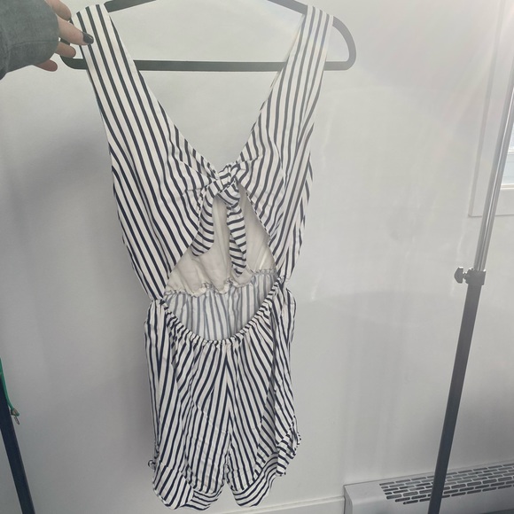 Open back, navy blue & white romper - Picture 2 of 6